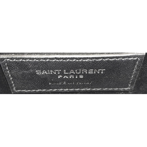 139 - A Yves Saint Laurent College Grey Leather Embossed Shoulder Bag. Silver tone curb chain and leather ... 