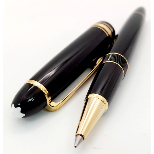 305 - A Classic Montblanc Ballpoint Pen. Black lacquer decoration. Comes with original case. 15cm. Ref: 01... 