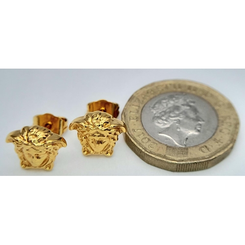 333 - A Pair of Designer Gold Plated Versace Stud Earrings. Ref: 017891