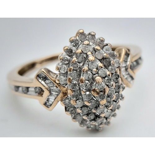 383 - 9K YELLOW GOLD DIAMOND SET FANCY CLUSTER RING 0.50CT 3.4G SIZE R

ref: SC 3029