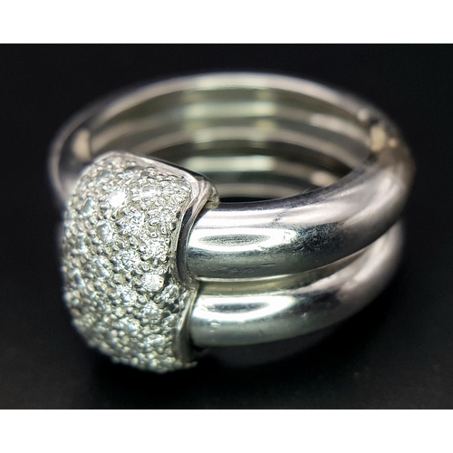 46 - A Designer Chaumet Duo 18K White Gold and Diamond Ring(s). Size O. 14.66g total weight. Ref: 17860