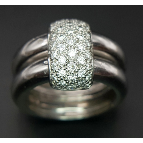46 - A Designer Chaumet Duo 18K White Gold and Diamond Ring(s). Size O. 14.66g total weight. Ref: 17860