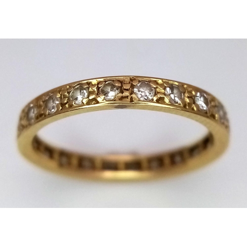 481 - 18K YELLOW GOLD ( TESTED ) DIAMOND SET FULL ETERNITY BAND RING 0.40CT 1.8G SIZE K

ref: SC 3056