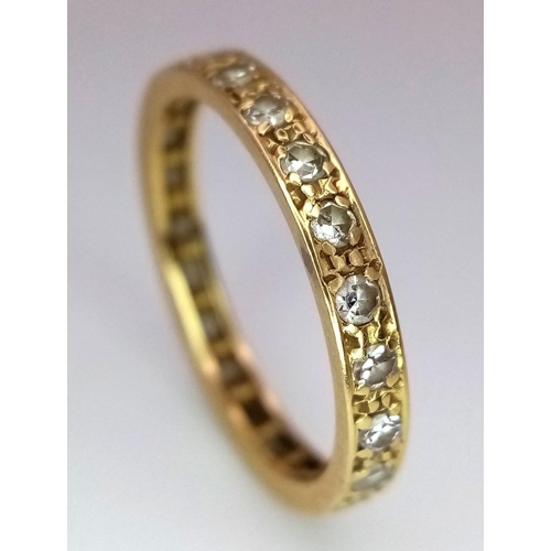 481 - 18K YELLOW GOLD ( TESTED ) DIAMOND SET FULL ETERNITY BAND RING 0.40CT 1.8G SIZE K

ref: SC 3056