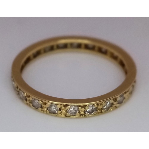 481 - 18K YELLOW GOLD ( TESTED ) DIAMOND SET FULL ETERNITY BAND RING 0.40CT 1.8G SIZE K

ref: SC 3056