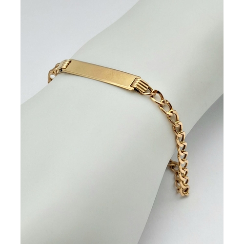 487 - 9k yellow gold ID curb bracelet, 19cm, 3g

ref: 1580I-6