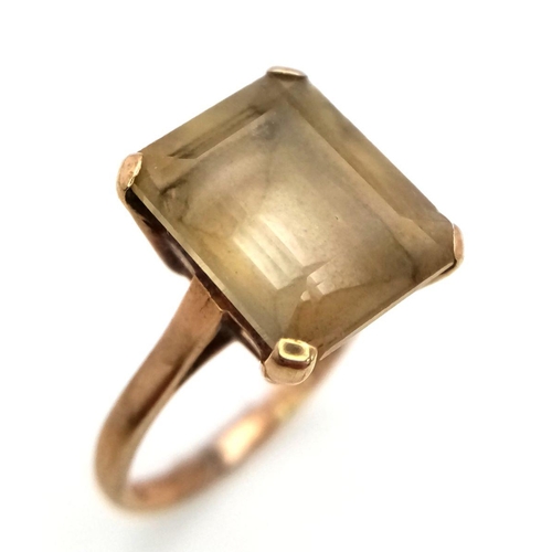 115 - A SMOKEY QUARTZ DRESS RING .   3.9gms   size L