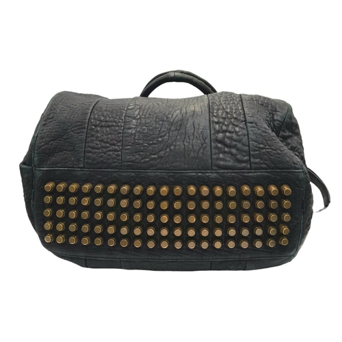 230 - An Alexander Wang Black Leather Studded Shoulder Bag. Black leather textured exterior. Removable sho... 