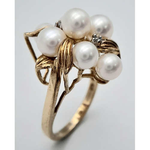 320 - 9K YELLOW GOLD PEARL & DIAMOND SET RING 4.7G SIZE M

ref: PERS 3002