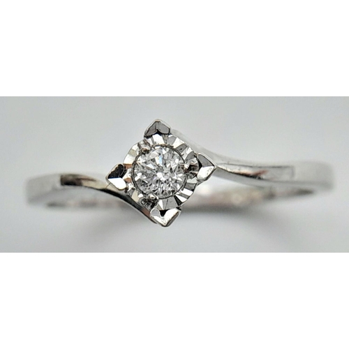 389 - 18K White gold Diamond Solitaire Ring, 0.10ct diamond, 2.4g total weight, size O 1/2

ref: 6792H