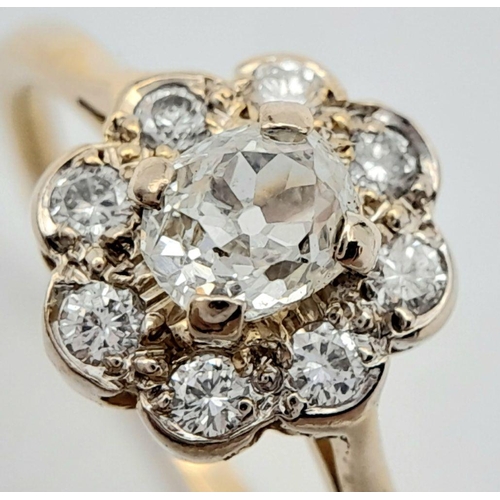 47 - 18K YELLOW GOLD OLD CUT DIAMOND CLUSTER RING 0.90CT 3.5G SIZE O

ref: PERS 3017