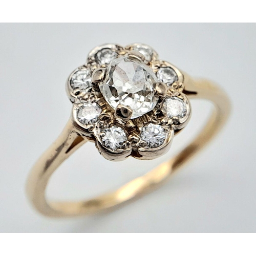 47 - 18K YELLOW GOLD OLD CUT DIAMOND CLUSTER RING 0.90CT 3.5G SIZE O

ref: PERS 3017