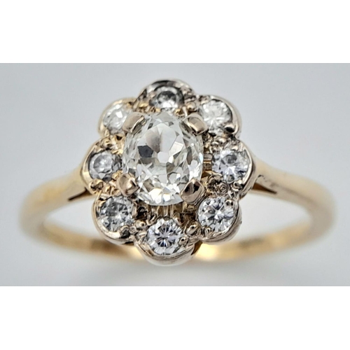 47 - 18K YELLOW GOLD OLD CUT DIAMOND CLUSTER RING 0.90CT 3.5G SIZE O

ref: PERS 3017