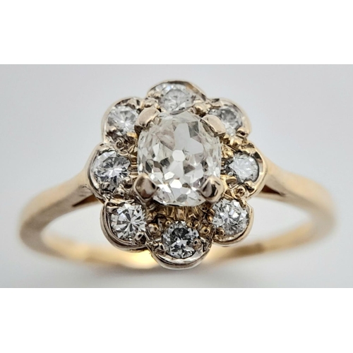 47 - 18K YELLOW GOLD OLD CUT DIAMOND CLUSTER RING 0.90CT 3.5G SIZE O

ref: PERS 3017