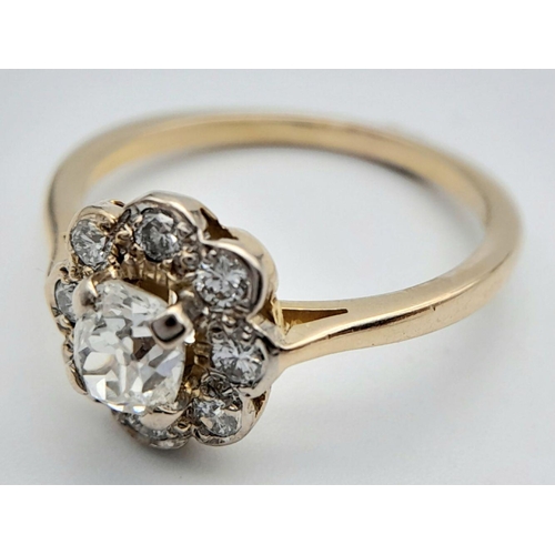 47 - 18K YELLOW GOLD OLD CUT DIAMOND CLUSTER RING 0.90CT 3.5G SIZE O

ref: PERS 3017