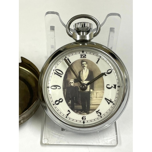 486 - A Vintage Masonic / memento mori pocket watch, in working order.