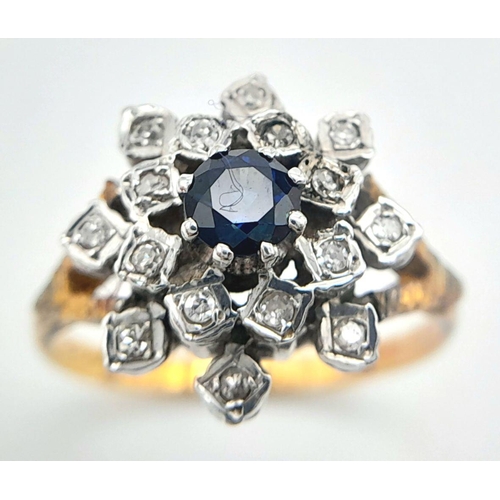 112 - An 18 carat GOLD RING of exceptional quality having a round cut SAPPHIRE set to centre with a 16 DIA... 