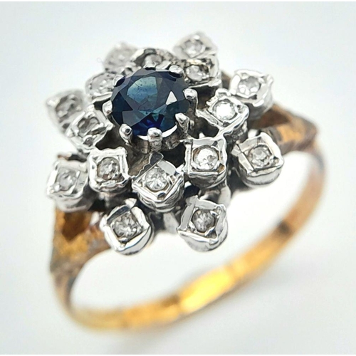 112 - An 18 carat GOLD RING of exceptional quality having a round cut SAPPHIRE set to centre with a 16 DIA... 