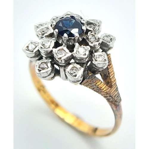 112 - An 18 carat GOLD RING of exceptional quality having a round cut SAPPHIRE set to centre with a 16 DIA... 