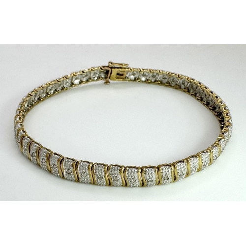 138 - 9K YELLOW GOLD DIAMOND SET BRACELET 7.5G WITH FIGURE 8 SAFETY CATCH

ref: SPAS 3001