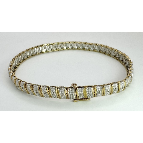 138 - 9K YELLOW GOLD DIAMOND SET BRACELET 7.5G WITH FIGURE 8 SAFETY CATCH

ref: SPAS 3001