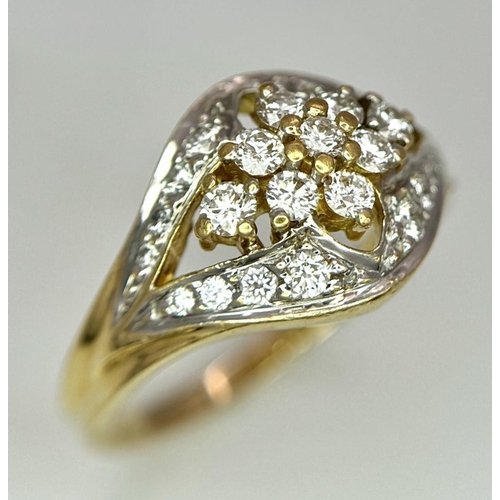 194 - 18K YELLOW GOLD DIMAOND CLUSTER RING 4.1G SIZE M 0.20CT

ref: SC 3045