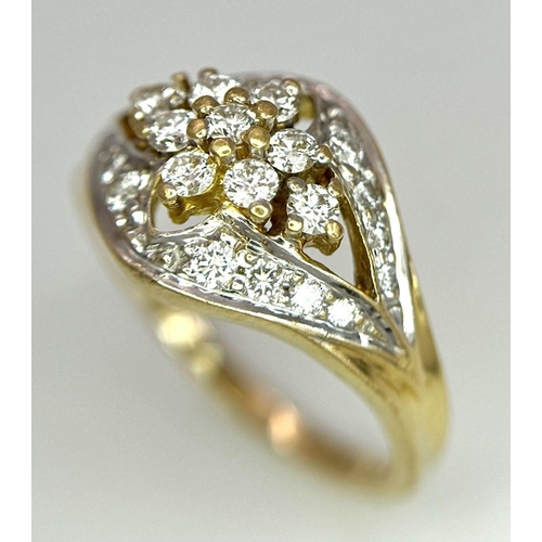 194 - 18K YELLOW GOLD DIMAOND CLUSTER RING 4.1G SIZE M 0.20CT

ref: SC 3045