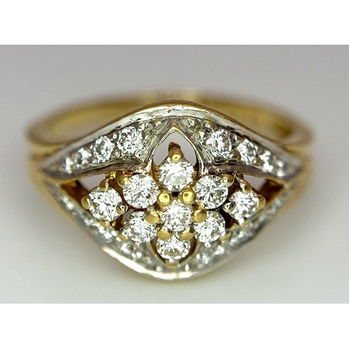 194 - 18K YELLOW GOLD DIMAOND CLUSTER RING 4.1G SIZE M 0.20CT

ref: SC 3045