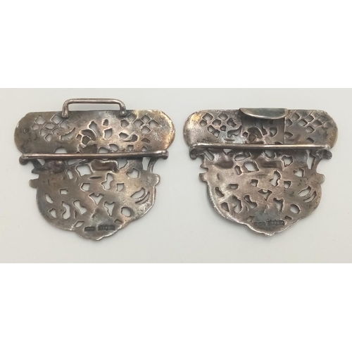 196 - Nurses vintage SILVER BELT BUCKLE. Beautiful filigree work with clear Hallmark for Sheffield 1971. A... 