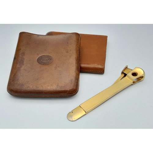 273 - Vintage Saddlers 2 piece LEATHER CIGAR CASE. Outer case in  vintage condition, inner case very nice ... 