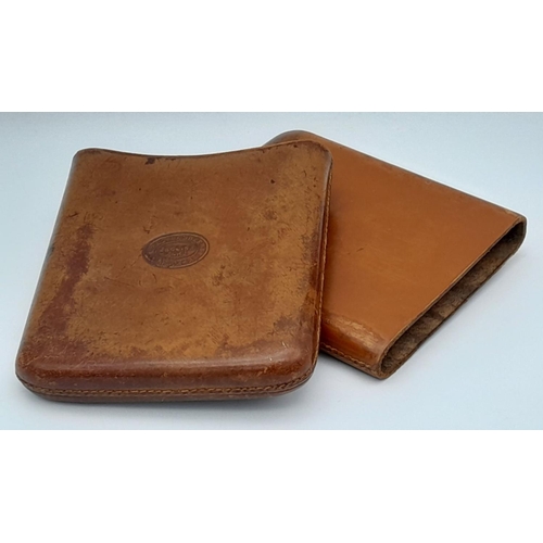 273 - Vintage Saddlers 2 piece LEATHER CIGAR CASE. Outer case in  vintage condition, inner case very nice ... 