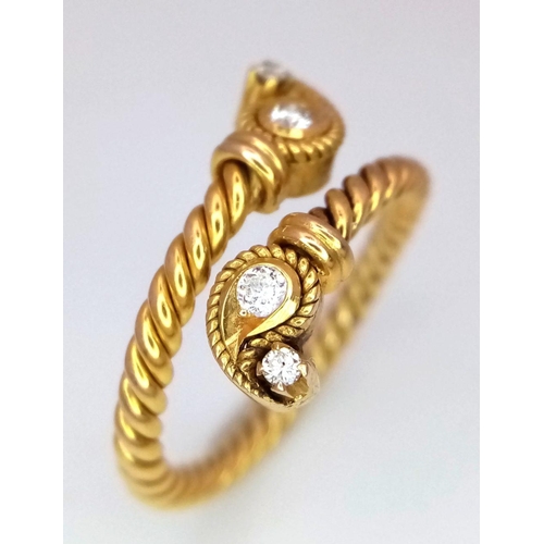 278 - 18K YELLOW GOLD ( TESTED ) ROPE DESIGN DIAMOND SET RING 3.6G SIZE L

ref: SC 3040