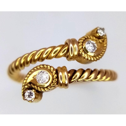 278 - 18K YELLOW GOLD ( TESTED ) ROPE DESIGN DIAMOND SET RING 3.6G SIZE L

ref: SC 3040