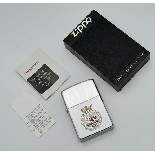 287 - Rare Vintage ‘HMS EXETER’  ZIPPO LIGHTER. 1982 Falklands conflict. 
Complete with original case and ... 