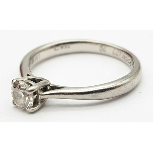 298 - A 950 Platinum Forever Diamond Solitaire Ring. 0.29ct brilliant round cut. Comes with an IGI certifi... 