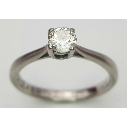 298 - A 950 Platinum Forever Diamond Solitaire Ring. 0.29ct brilliant round cut. Comes with an IGI certifi... 