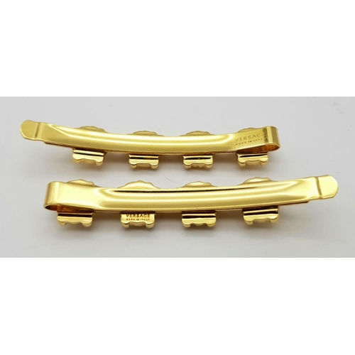 312 - A Pair of Designer Versace Gold Plated Hair Clips! 7cm. Ref: 17890