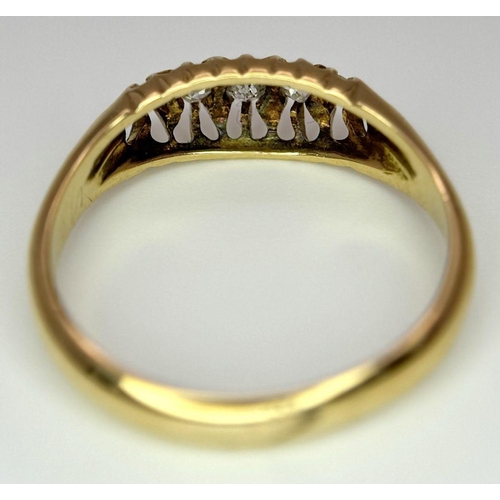 361 - 18K Yellow gold Diamond 5 Stone Ring, 0.15ct diamond, 2.9g total weight, size N

ref: 3535H