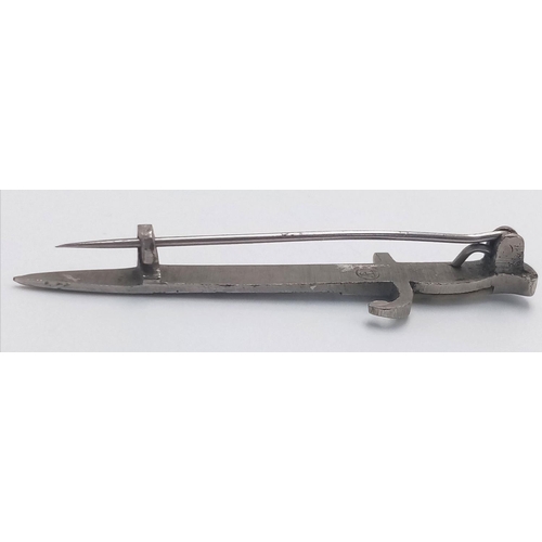 364 - Rare Antique World War I SWEETHEART BROOCH from YPRES. Made in the form of a bayonet with mother-of-... 