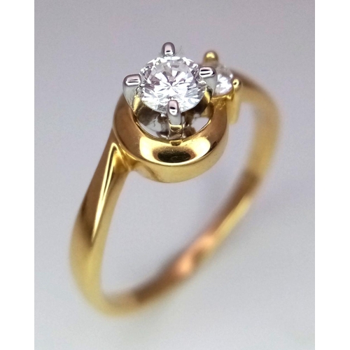 368 - 18K Yellow gold Diamond Twist Ring, 0.30ct diamond, 2.4g total weight, size J 1/2

ref: 3117H