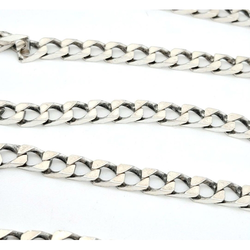 392 - Vintage solid SILVER CURB CHAIN NECKLACE. Full UK hallmark. 56 cm.