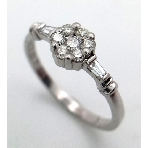 395 - 18K White gold Diamond Cluster Ring, 0.40ct diamond, 2.1g total weight, size L

ref: 2689H