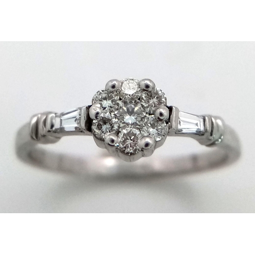 395 - 18K White gold Diamond Cluster Ring, 0.40ct diamond, 2.1g total weight, size L

ref: 2689H