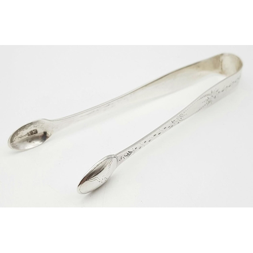 399 - Pair of antique George III SILVER TONGS. Hallmark for Thomas Northcote, London circa 1780. Approx 31... 