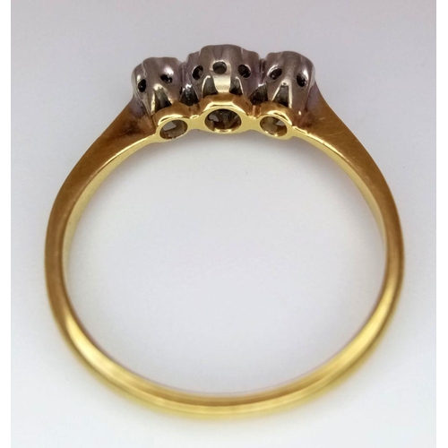 410 - AN  EARLY JAMES WALKER 18K GOLD RING WITH 3 DIAMONDS SET IN PLATINUM IN THE ORIGINAL JAMES WALKER BO... 