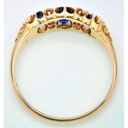 411 - 18K YELLOW GOLD ANTIQUE DIAMOND & SAPPHIRE RING 3.3G SIZE P HALLMARKED BIRMINGHAM 1907

ref: SC 3049