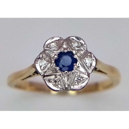 425 - 18K YELLOW GOLD VINTAGE DIAMOND & SAPPHIRE RING 2.7G SIZE N

ref: SC 3057