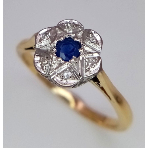 425 - 18K YELLOW GOLD VINTAGE DIAMOND & SAPPHIRE RING 2.7G SIZE N

ref: SC 3057