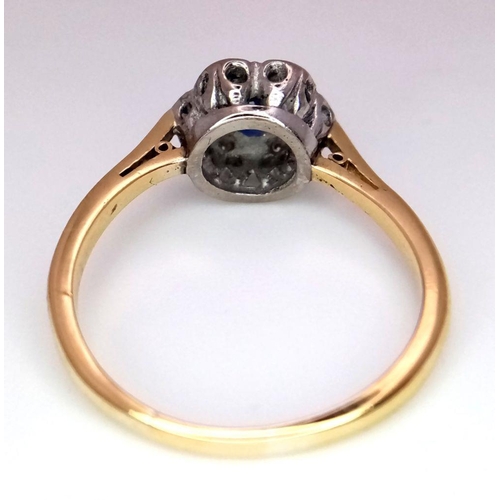 425 - 18K YELLOW GOLD VINTAGE DIAMOND & SAPPHIRE RING 2.7G SIZE N

ref: SC 3057