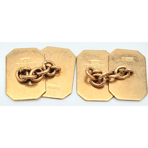 438 - a pair of initialled 9k gold cufflinks .      5.9gms